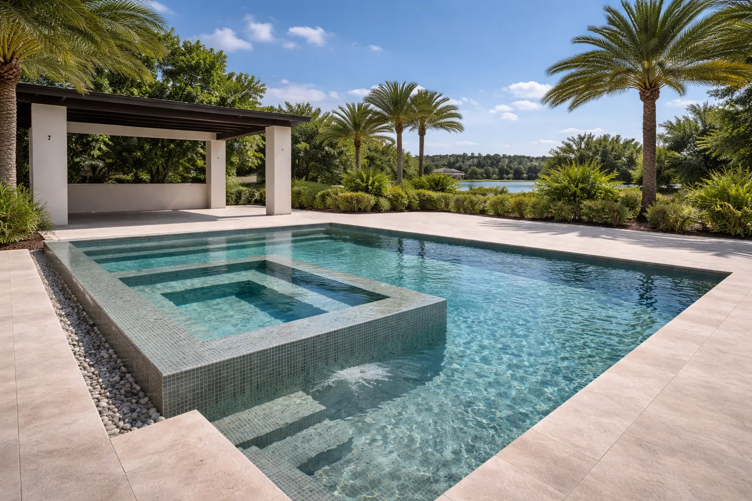 Piscina exclusiva con diseño contemporáneo y acabados premium